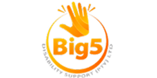 a logo of Big 5, and an image of hands in the upper part